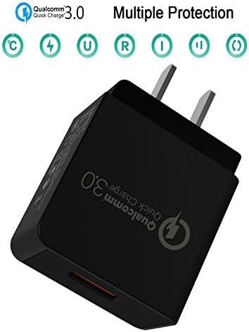 Rapid Charger Quick Charge 3.0 18W One-Port USB Power Adapter Wall Charger Qualcomm Fast Charger For Charging Phones, Tablet, And Others Devices (Black, Quick Charge 2.0)