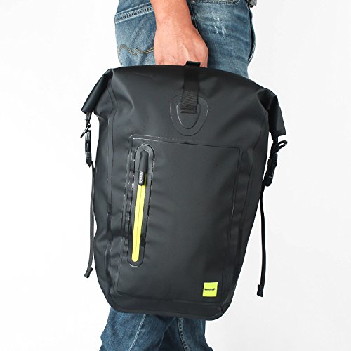 CamGo 25L Bike Panniers Bag Waterproof Bike Saddle Bag Extensible Bicycle Rear Seat Bag Shoulder Bag with Rain Cover for Riding Cycling (Black&Green)