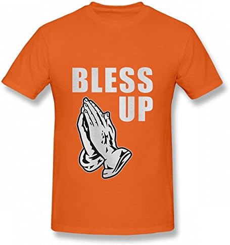 MNXBEST Bless Up Praying Hands Tshirt Cool Print T-Shirts Valentine Day Man Tee Orange