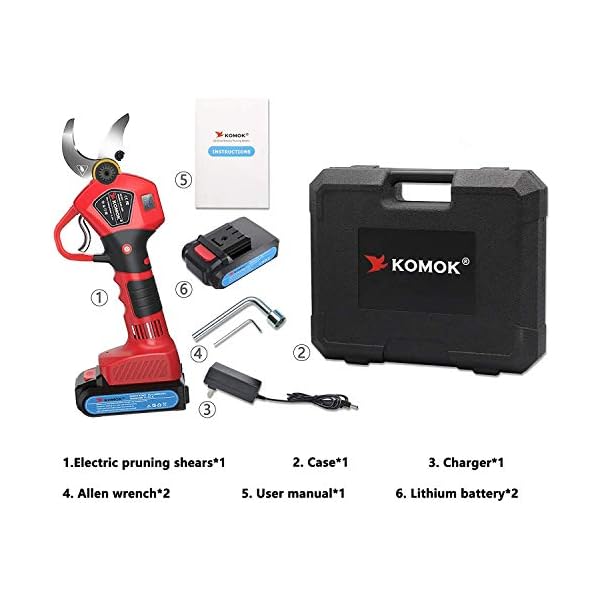 KOMOK Elektrische Gartenschere mit LED-Display, 21V Elektrische Astschere mit 2 Stücks 2Ah Lithium Akkus, 30mm… – Bild 6