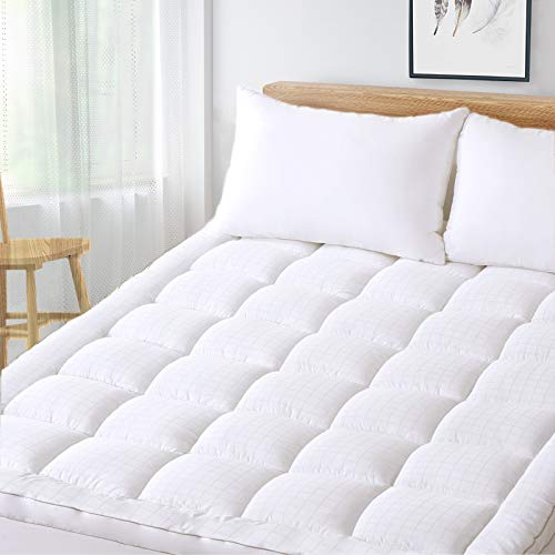 DOWNCOOL 400TC Queen Mattress Pad Cover, Cotton Quilted Fitted Pillow