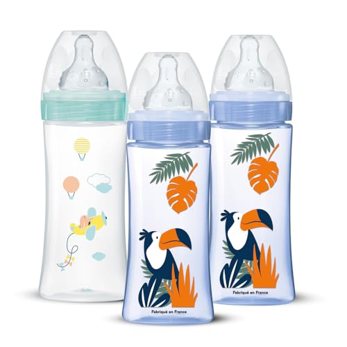 DODIE 3 Fläschchen, 330 ml, für Jungen, rund, Anti-Colic