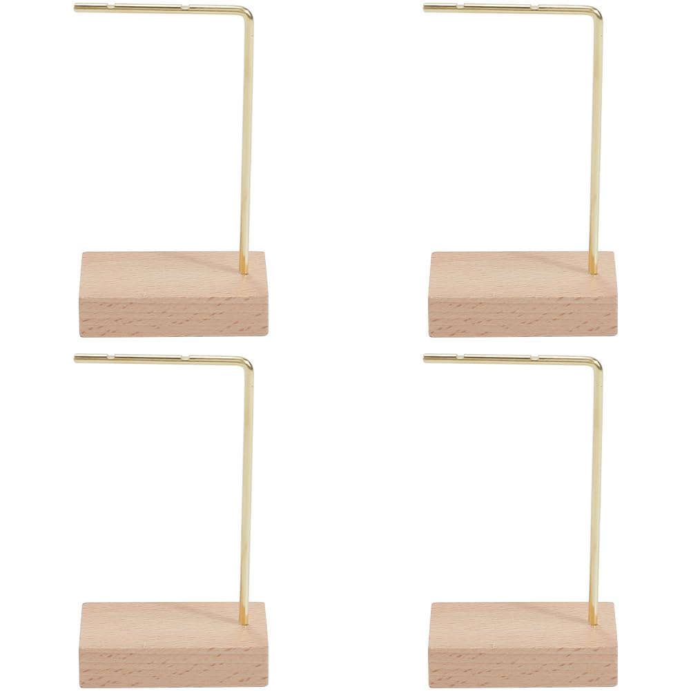 Photo 1 of SUNNYCLUE 4pcs L Bar Earring Stand Brass Jewelry Stand Gold Brass Metal Ear Stud Earring Holders Hanger Display Organizer Shelf with Wood Base for Jewelry Bedroom Entryway Display Home Decorations