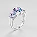 Psiroy 925 Sterling Silver Plated Created Rainbow Topaz Filled 5 Stone Engagement Ring Band Size 6