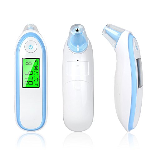 Elera Digital No Touch Infrared Forehead and Ear Thermometer Monitor With Probe Clinical Thermometer Gun for Fever for Infant Baby Kid Adult (Blue)