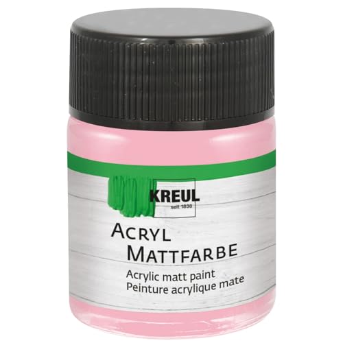Kreul 75545 - Acrylic Matte Paint, Pastel Pink in 50 ml Glass, Creamy Opaque, Quick-Drying Water-Based Paint, Suitable for Many Different Surfaces at Amazon