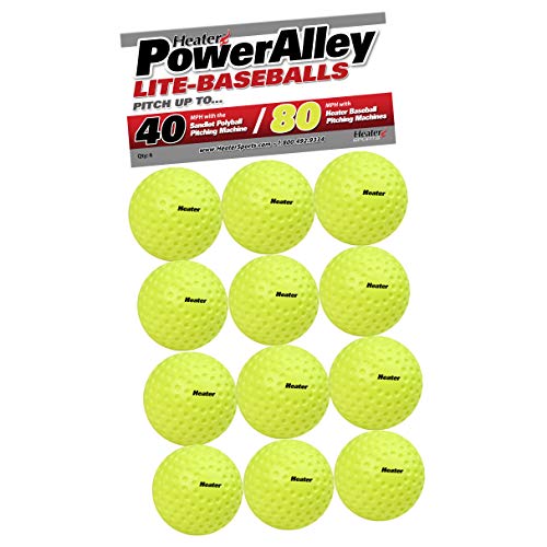 Heater Sports [12 Pack] PowerAlley 80 MPH Lite Balls & Trend Sports Sandlot 40 MPH Lite Balls for Heater Sports & Trend Sports Pitching Machines - Thumbnail 2