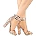 Love Mark Womens Open Toe Buckle Ankle Strap Cuff Platform Chunky Heel Pump Sandal 7 Rose Gold