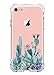 luolnh Slim Shockproof Clear Floral Pattern Soft Flexible TPU Back Cover Case Compatible with iPhone 5 5s -Cactus Blossom