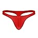 iiniim Men's Sexy Thong Underwear Low Rise Bikini T-Back G-String Ice Silk Briefs Red Medium (Waist 24.0-34.0