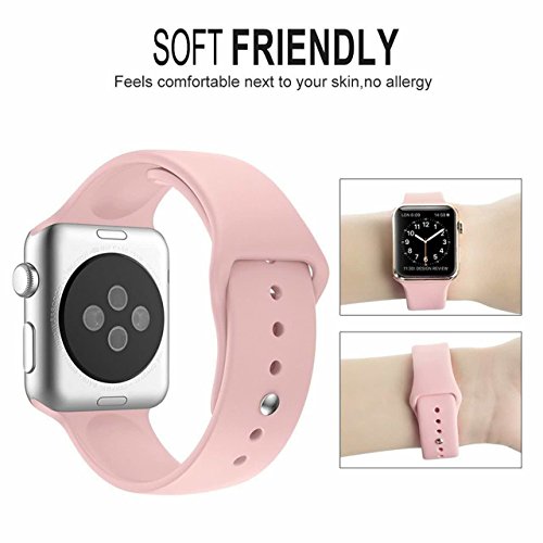 AdMaster Silicone Compatible for Apple Watch Band and Replacement Sport iwatch Accessories Bands Series 4 3 2 1 Pink Sand 42mm/44mm M/L - Thumbnail 3