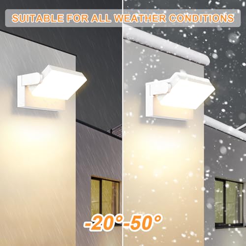 ledmo 60W Outdoor LED Wall Light 360° Modern Adjustable Outdoor Lamps Outdoor LED Spotlight for Terrace Entrance Gardens, White, 126 LEDs, 5000 Lumens, Warm White 3000K, IP65