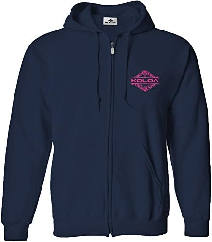 Koloa Surf(tm) Diamond Thruster Logo Full Zipper Hoodie-Hooded Sweatshirt-Navy/pink-M
