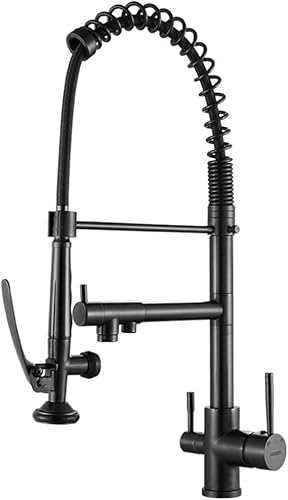 3 Way Kitchen Faucet Rotating Hot And Cold Water Multifunctional Brass Kitchen Sink Faucet Black