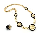 Hip-Hop Gold Tone Chris Brown's Medusa Head 5 Circles Pendant with 36