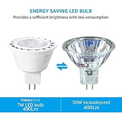 TORCHSTAR MR16 LED Bulb Dimmable, 7W 12V 490LM 50W