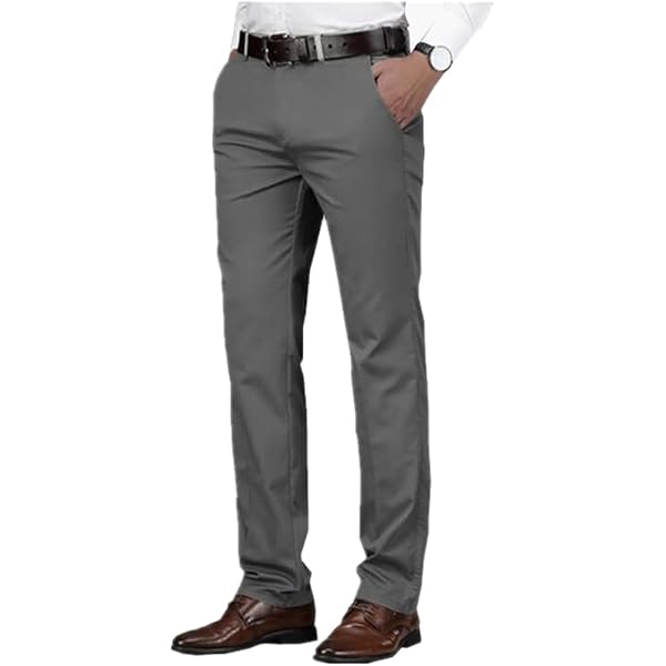 Men Pants Dress Classic Slim Fit Comfort Suit Premium Casual Flat-Front Pant  (Grey-29W x 28L) at Amazon Men's Clothing store