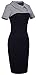 HOMEYEE Women's Retro Chic Colorblock Lapel Career Tunic Dress B238 (M, White +Black - Short Sleeve)