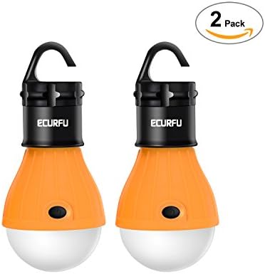 2 Pack Portable LED Lantern Lamp, Ecurfu Bulb Tent Light for Backpacking Hiking, Battery Powered Camping Equipment for Outdoor &amp; Indoor Yellow