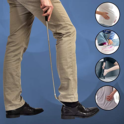 FootMatters Expander Shoe Horn Extra Long Handle - Twist to Lock - Extends 16 to 31 inches