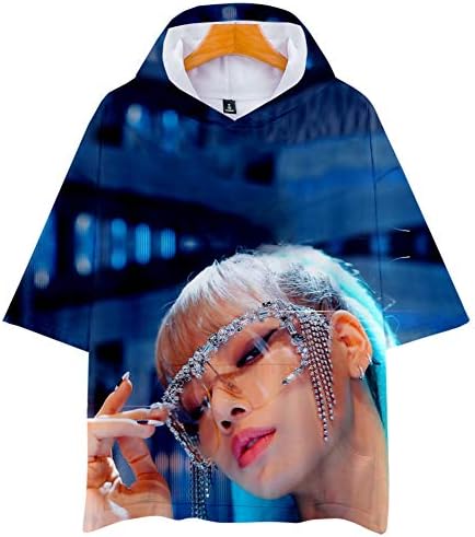 WYDHHLD Unisex Hooded T-Shirts 3D Print blackpink Graphics Short Sleeve Tees Pullover with Big Pockets for Mens Womens