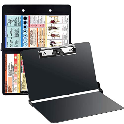 Black Nursing Clipboard with Pen Holder, Foldable Nurse Clipboard with