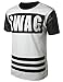 URBANCREWS Mens Hipster Hip Hop PU Faux Leather Sleeves Longline T-shirt