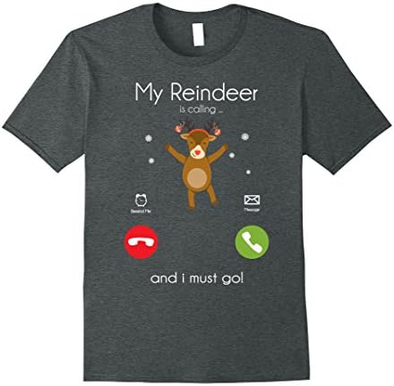 Mens Christmas Funny My Reindeer T-Shirt Large Dark Heather