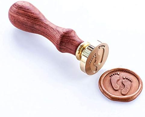 VOOSEYHOME the Vivid Footprints Wax Seal Stamp with Rosewood Handle, Decorating on Invitations, Envelope Sealers, Letters, Posters, Gift Packings for Birthday, Themed Parties, Weddings, Signatures etc