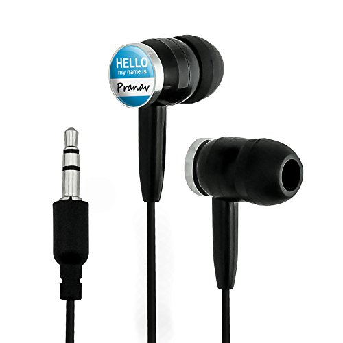 Pranav Hello My Name Is Novelty In-Ear Earbud Headphones - Black