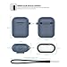 AhaStyle AirPods Case Cover Silicone, 4 in 1 AirPods Accessories Set for Apple AirPods 2 & 1, Included AirPods Ear Hook, AirPods Staps, Carabiner and Pouch(Navy Blue)
