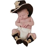 Vedory Newborn Baby Photography Props Boy Girl Photo Shoot Outfits Crochet Knitted Clothes Cowboy Hat Shorts Set