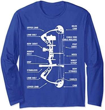 Unisex Compound Bow Archery Hunting Anatomy Long Sleeve T Shirt Bow XL: Royal Blue
