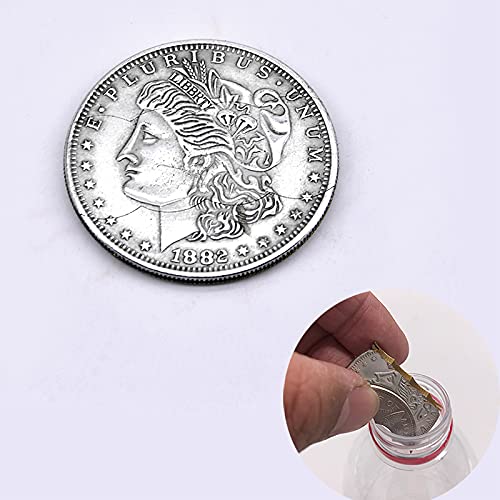 SUMAG 1PC Three Folding Coin Magic Tricks Coin Through Into Bottle Coin Close Up Accessory Gimmick Props (Morgan Coin Version)