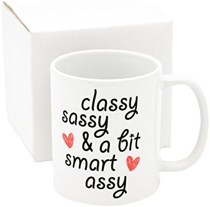 CLASSY SASSY AND BIT SMART ASSY mug Funny Coffee Mug - Unique Valentine's Day Gift for Men and Women, Him or Her - Birthday Gag Gift Cup or Valentines Present Idea for Coworkers, Husband or Wife