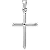 Solid 10k White Gold Tubular Cross Pendant Charm