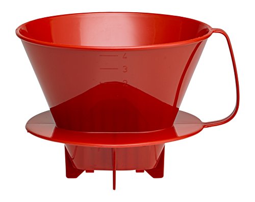 HIC Coffee Filter Cone, Red, Number 4-Size Filter, Brews 8 to 12-Cups