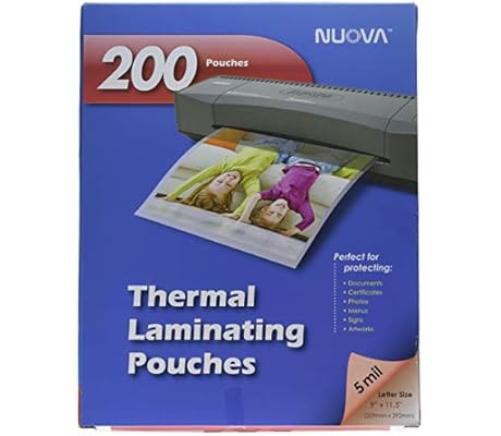 Nuova 200-Pack, 5 Mil Thermal Laminating Pouches 9 x 11.5 Inches, Letter Size