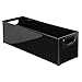 mDesign Plastic Video Game and DVD Storage Organizer - Game and Movie Disc Holder Bin with Handles for Home Media Console Stand and Closet Shelf - Ligne Collection - Black