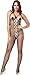 The Victory of Cupid Womens Sexy Fishnet Floral Crotchless Bodysuits Suspender Bodystocking, Black, One Size