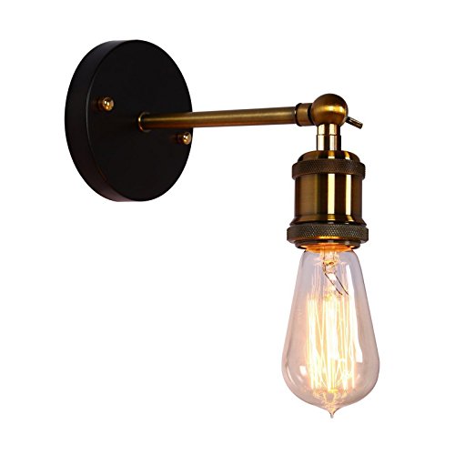 OurLeeme Vintage wandlampen, koperen kop industriële metalen wandlamp verstelbare retro messing lichtkop met E27-fitting… - Afbeelding 3