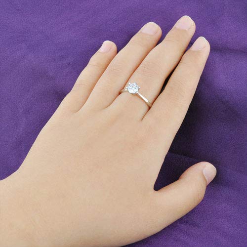 dnswez 18K White Gold Plate Promise Ring CZ Cubic Zirconia Engagement Wedding Rings for Women Girl Size: 8