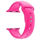 HUANLONG 42mm Soft Silicone Sport Style Replacement Band Iwatch Strap for Apple Wrist Watch Series 1 Series 2 Series 3 (Barbie Pink 42mm M/L)