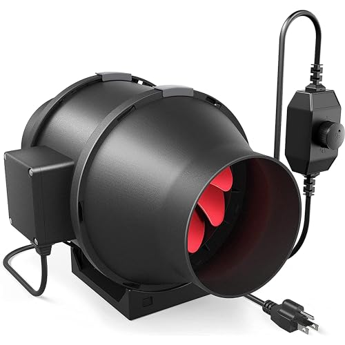iPower 4 Inch 200 CFM Exhaust Inline Duct Fan with Variable Speed Controller HVAC Ventilation Blower for Grow Tents Garden