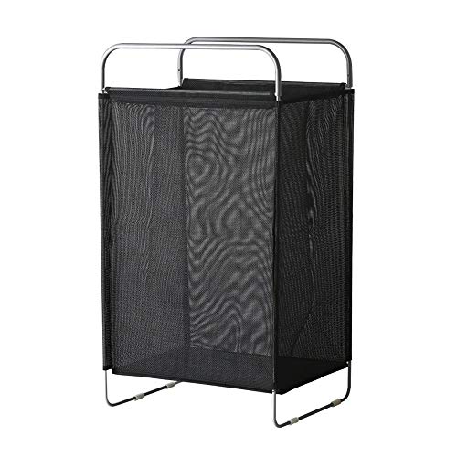 KINGBERWI Large Laundry Basket Woven Mesh Laundry Hamper, Storage Washing Bin Clothes Bag, Black
