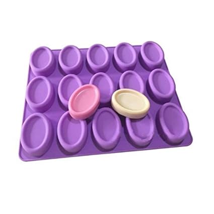 JoyGlobal Silicone 15 Cavity Oval Shaped Handmade Flexible Mould, Multicolor