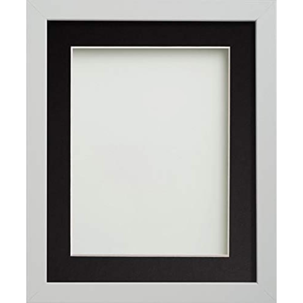 Frame Company Allington White 8x6 inch Frame With Black Mount For Image 5x3 inch *Choice of sizes* Fitted with Real Glass — image 1