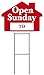 OPEN SUNDAY Sign with Area for Time - Red House Shape Corrugated Sign INCLUDES 24