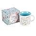 Today I Will Choose Joy Positive Message Encouraging Cute Mug for Women Floral Design Blue/White Ceramic Cup for Coffee/Tea, Metallic Gold Accent, 12oz