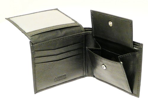 Black Leather Wallet 6 Credit Cards 1 ID Card Coins Notes